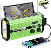 Emergency Radio 2 Oversized Solar/Hand Crank/5000mAh Battery/USB-C Charger/AAA Battery Powered Portable AM/FM/NOAA Weather Survival Radio, 3 Mode Flashlight&Reading Lamp, SOS Alert, Phone Power Bank