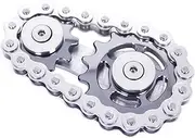 DMaos Fidget Spinner, Linkage Bicycle Chain Design 2 Gears Figity Spin Finger Games, Metal Stainless Steel Durable Mechanics with Smooth Bearings, Figit Toy for Adults Kids - Gray