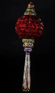 Mackenzie Childs Russian Jewel Courtly Check Christmas Tree Topper Glass