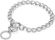 Dog Choke Training Collar, 3mm/4mm Cuban Chain Seamless Welded Stainless Steel Chain Walking Training Collar, 360 Degree Rotation Leashed Dog Sleeve Neck P Chain Collar for Small and Medium Dogs