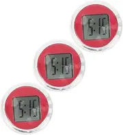 3pcs Electronic Clock Digital Dash Car Clock for Dashboard Timers Shockproof Motorcycle Clock Ram Mechanism Small Digital Clock Motorcycle Mini Clock Auto Red Abs Plastic