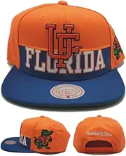 Mitchell & Ness Florida Gators New Half N Half Blue Orange Snapback Era Hat Cap, Orange, One Size