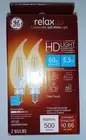 GE Relax Led Soft White HD Light 60w 5.5w 500 Lumens Dimmable 2 Pack Lightbulbs