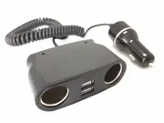 Cigarette Socket Splitter with 2 USB Ports