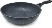 11in Textured Ceramic Marble Coated Cast Aluminium Non-Stick Wok Pan 28cm