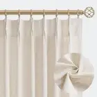 Cortinas de lino plisadas naturales de 84 pulgadas de largo, 2 paneles