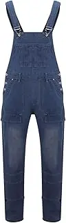 [Generic] Denim Bib Overalls for Men Relaxed Fit Workwear Fashion Casual Cargo Overalls with Adjustable Straps and Breast Pocket