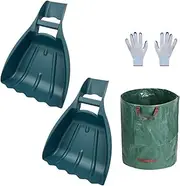 Large Leaf Scoop Hand Rakes, Leaf Collector Hand Scoop Set, Includes 72 Gallon Garden Leaf Bag & Work Gloves, Hand Held Garden Rake Grabbers for Leaf, Garden Claw for Lawn Grass Removal