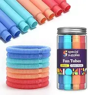 Special Supplies 8-Pack Fun Pull and Pop Tubes for Kids Stretch, Bend, Build, and Connect Toy, Provide Tactile and Auditory Sensory Play, Colorful, Heavy-Duty Plastic (Pastel)