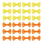 100 Pcs 1.5" Grosgrain Ribbon Mini Bow Printing for Crafts DIY, Orange/Yellow