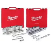 Milwaukee Ratchet + Socket Mechanic Tool Set 3/8" + 1/2" Drive SAE/Metric 103Pcs