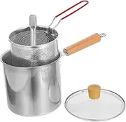 KICHOUSE Deep Fryer With Basket: 3l Household Stainless Steel Deep Fryer Pot With Basket - Single Handle Grease Container For Boiling Frying And Stewing