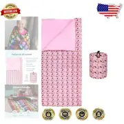 Kid's Lightweight Cotton Blend Sleeping Bag 66" x 30" – Pink Horses Design