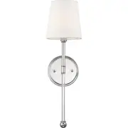 Nuvo Lighting 60/6688 Olmsted Wall Sconce Polished Nickel and White Fabric