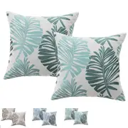 Cotton Tropical Home D�cor Cushion Covers 2pcs Pack ( Aqua Green / Grey / Blue )