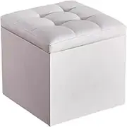 Leather Ottomans with High Resilience Sponge Stylish Square Small Ottoman Dorm Sturdy Vanity Stool Compact Footstool
