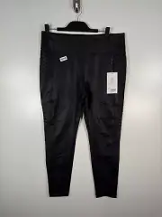 BNWT Athleta Womens Delancey Gleam Moto Tight Leggings Faux Leather Black Sz XL