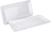 Yalin Rectangle Large Serving Platter, 17 Inch Melamine Serving Tray, Great for Restaurant, Steak, Salad and Everyday, Set of 2 White Dinner Plates (Rectangle) (Rectangle)