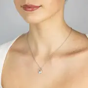 Diamond Pear Shaped Pendant and Earring Set in Sterling Silver on 45cm Chain