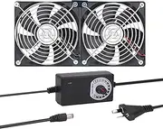 Ronyaoko Big Airflow Dual 120mm Fans 2 x 12cm 240mm Computer Fan,Cabinet Chassis Cooling Fan,AC 100V to 240V Speed Control,for Server Workstation Greenhouse Receiver PlayStation Ventilation Cooling