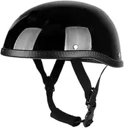 Retro Style Motorcycle Half Helmet ABS+Cotton Plastic Cap- Bright Black for Motorcyclist Biker Ridder(One Size) Universal Washable QIUNI