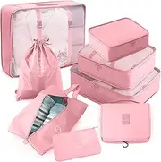 AVITORO 8 Set Packing Cubes for Suitcases, Packing Cubes Travel Luggage Organizer Bags for Travel Essentials, Lightweight Packing Organizers with Toiletries Bag Travel Accessories(Pink)