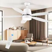 Ceiling Fans with Lights, 52 Inch White Ceiling Fan with Remote, 24W LED Light,