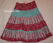 9 NWT PUMPKIN PATCH Woodland Wonderland Red Aqua Long SKIRT Girls