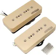 Wilkinson M Series Stacked P90 Soapbar Ceramic Magnet Humbucker Sized Single Coil Pickup Neck Bridge Pickups Set 10K/16K for SG LP Style Electric Guitar, Cream