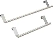 2Pcs Over The Door Stainless Steel Towel Bar Brushed Finish Kitchen Dish Towel Hanger Space Saving Design for Cabinets Easy Installation for Bathroom Kitchen Use