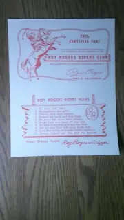 vintage Roy Rogers riders club certificate no name on it could be your name Z74