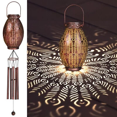 Wind Chimes for Outside 37" Peacock Solar Wind Chimes Outdoor Hanging Solar L...