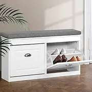 Artiss Shoe Cabinet Bench Storage Rack Organiser Drawer White Shelf Organizer Holder Display Closet Stand Furniture Cupboard Space Saver Room Compartment Case Hanger Shelving Wardrobe Caddy