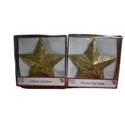 New 2 Pack Star Gold Glitter Metal Christmas Tree Topper