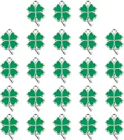 STOBOK 25pcs Green Shamrock Charms St. Patricks Leaf Pendant Four Leaf Clovers Charm Irish Party Jewelry Pendants Diy Bracelet Necklace Pendants for Women and Girls, I8WXK1515QGTOQR58Z117