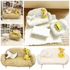 White Coffee Dollhouse Sofa Plush Miniature Furniture Doll Sofa Bench Toy