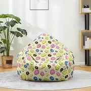 Morbuy Bean Bag Cover, 3D Doughnut Print Sofa Cover Lazy Lounger Bean Bag No Filler Detachable Washable Puff Sofa Lounge Recliner Sac for Indoor Outdoor (100x120cm,Yellow Bottom Doughnut)