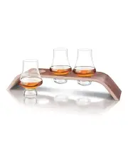 [FINAL TOUCH] Whiskey/Scotch Crystal Glasses Flight Tasting Set With Stand 4 Piece 195ml