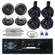 8" LED Marine 260W Speakers, 6.5" Speakers, Amplifier, Antenna, Bluetooth Radio