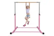 Gymnastic Horizontal Bar Sports Junior Training Bar Adjustable Height Kip Bar - Pink