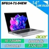 [13代新機上市]ACER Swift Go SFG14-71-54EW 星空銀 宏碁13代OLED EVO時尚輕纖筆電