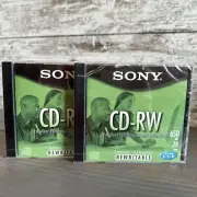 Sony CD-RW 650 MB 74min Multi Speed 2 Pack New Sealed