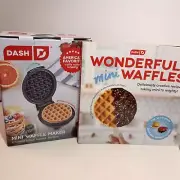 Mini Waffle Maker 4” Cooking Surface Aqua And Waffle Recipe Softcover Book 2019