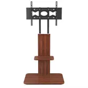 Fin Floor Tv Stand Free Standing Mount Bracket Wood Shelf For 32"-65" Flat Screen