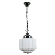 St Kilda Opal Matt 8&quot; Shade w Chrome Chain Suspension Pendant