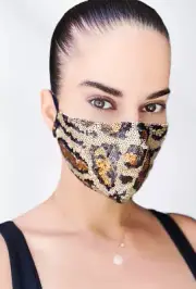 FACE MASK-ANIMAL PRINT-Filter Pocket-BREATHABLE SEQUIN-Adult-Adjustable Strap