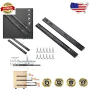 5 Pairs of 20 Inch Glossy Black Soft Close Drawer Slides - Easy Installation