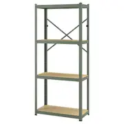 BROR shelving unit, grey-green/pine plywood, 85x40x190 cm