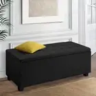 Storage Ottoman Blanket Box Black Fabric Footstool Bedroom Chest Couch Seat Toy