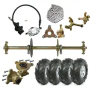 810mm Go Kart Rear Axle Kit 7" Wheels Brake Knuckle Hub for Drift Trike Buggy